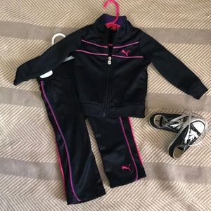 Puma Girls 18 month Track Suit Pink Black Purple